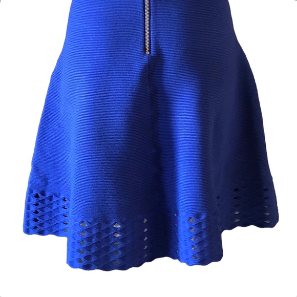 Ted Baker Royal Blue Zaralia Fit & Flare Knit Dress Full Skirt Bodice Cut Outs - Picture 11 of 15